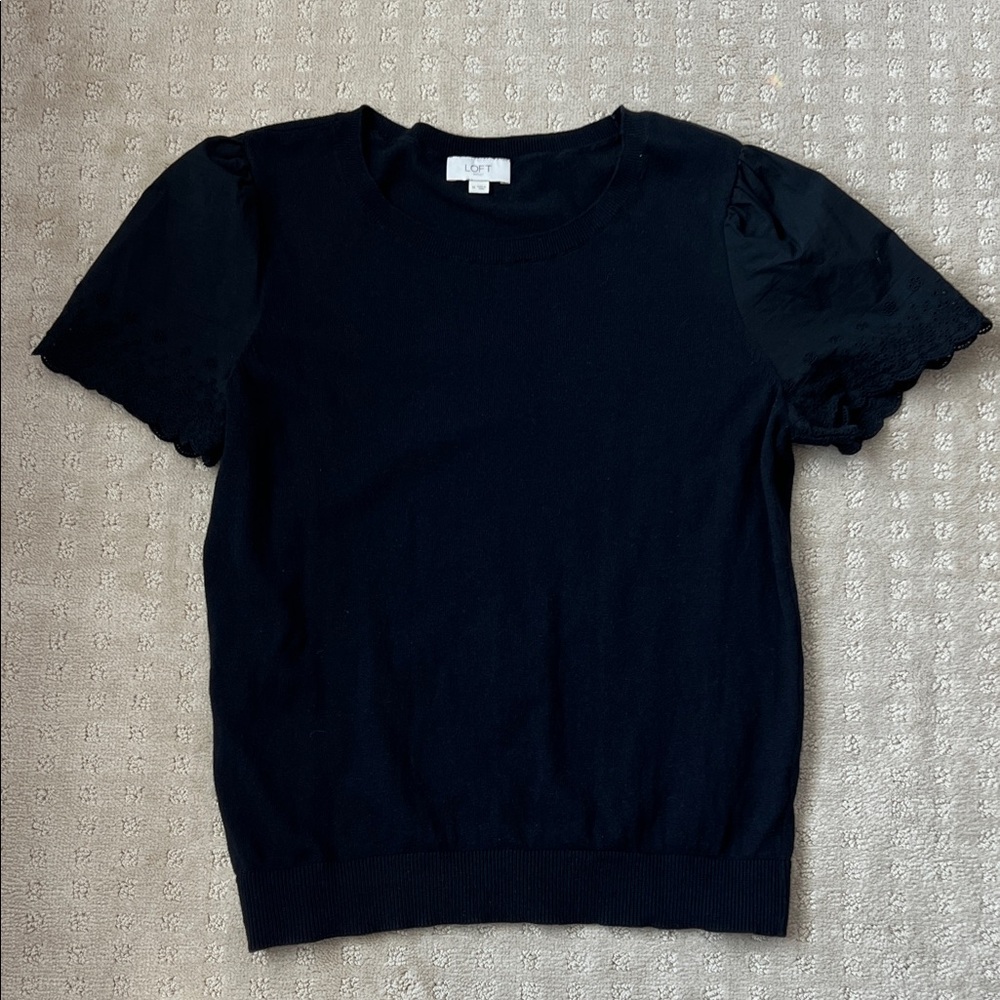 LOFT Black Short Sleeve Blouse